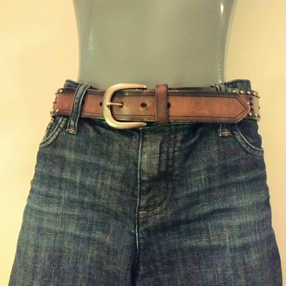 Boho-Studded Brown Leather Belt - Picture 4 of 5